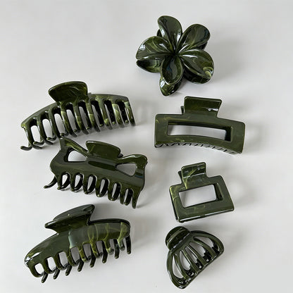 Green Gradient Flower Claw Clip