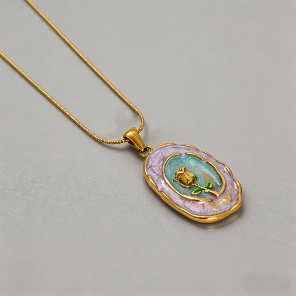 Vintage Enamel Tulip 18K Gold - Shopdayla Wholesale - #0962