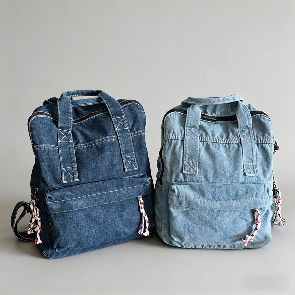 Vintage Washed Denim Backpack - Shopdayla Wholesale - #8594