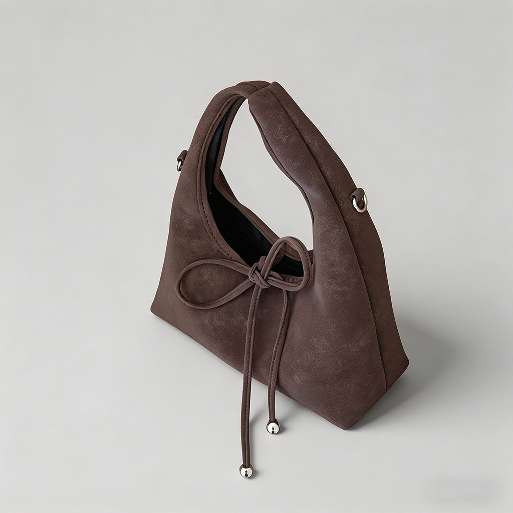 Faux Suede Bow Tie Hobo Undera - Shopdayla Wholesale - #6722