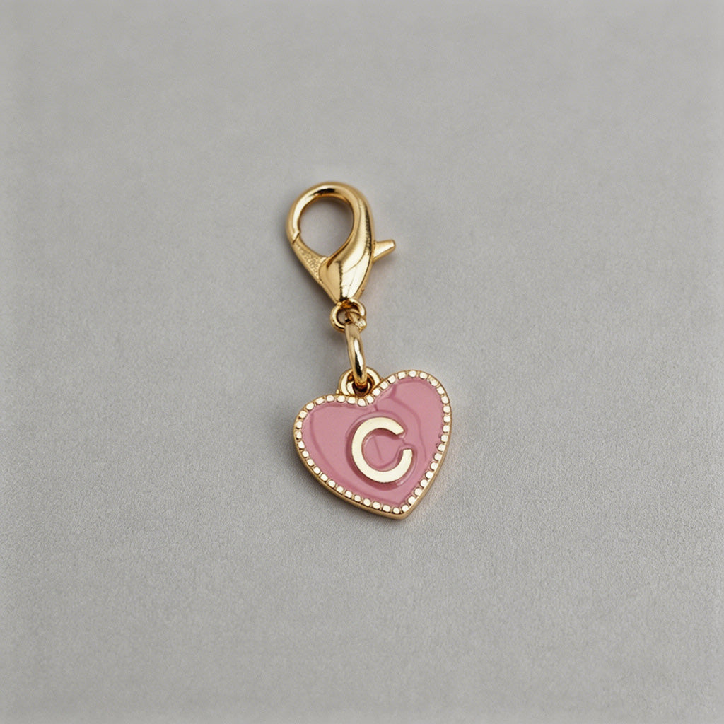Heart Initial Keychain Charm - Shopdayla Wholesale - #5970