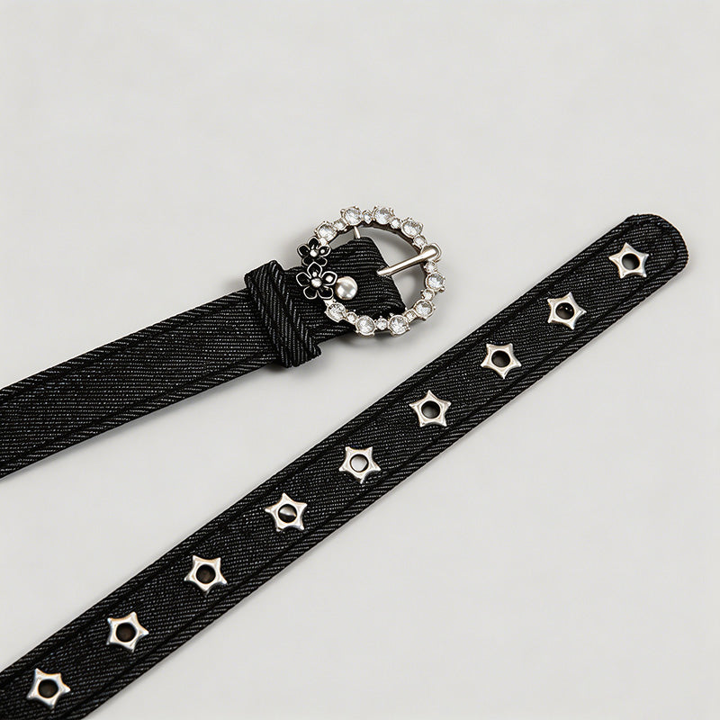 Denim Rhinestone Buckle Hole-F - Shopdayla Wholesale - #6146