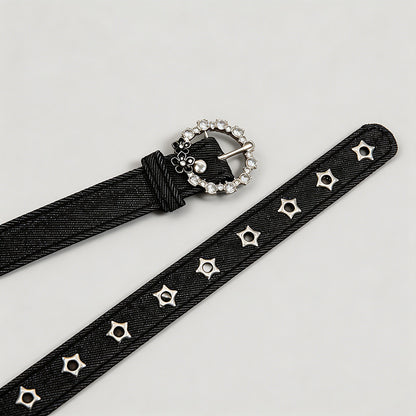 Denim Rhinestone Buckle Hole-F - Shopdayla Wholesale - #6146