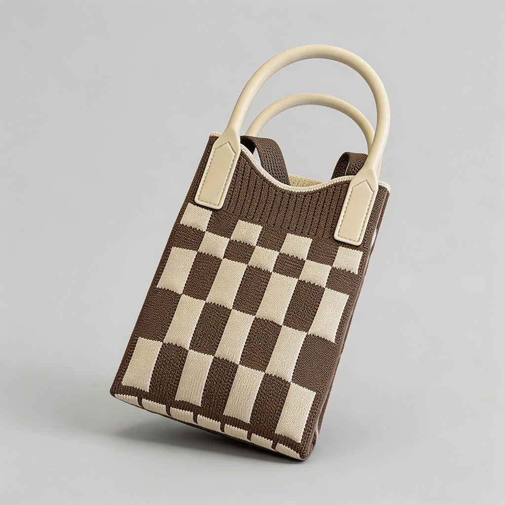 Vintage Knit Argyle Tote Bag - Shopdayla Wholesale - #3730