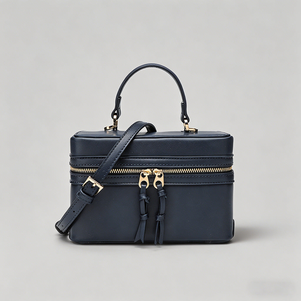 Canvas & Leather Boxy Crossbody Bag