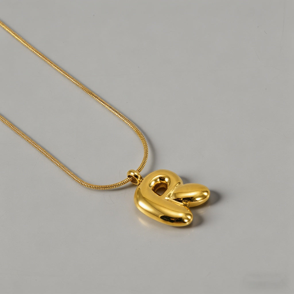 3D Bubble Letter Initial Neckl - Shopdayla Wholesale - #5010