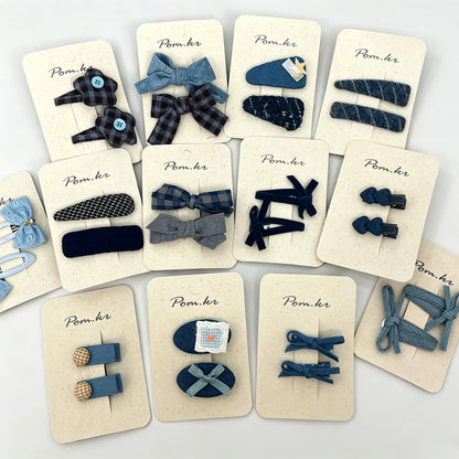 Navy Bow Hair Clips