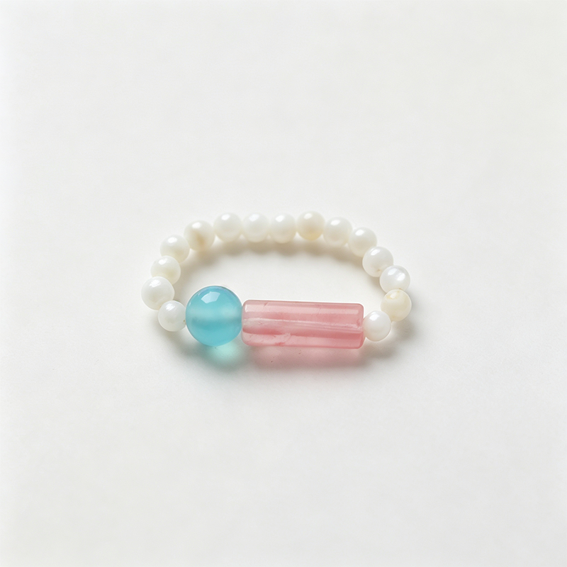 Multicolor Synthetic Stone Stretch Beaded Ring