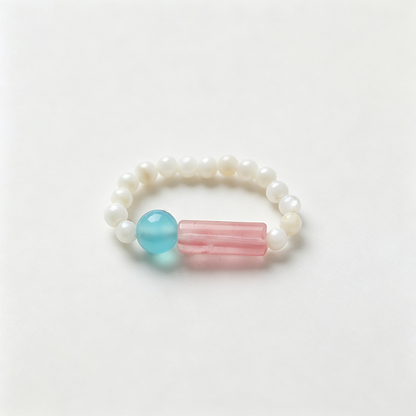 Multicolor Synthetic Stone Stretch Beaded Ring