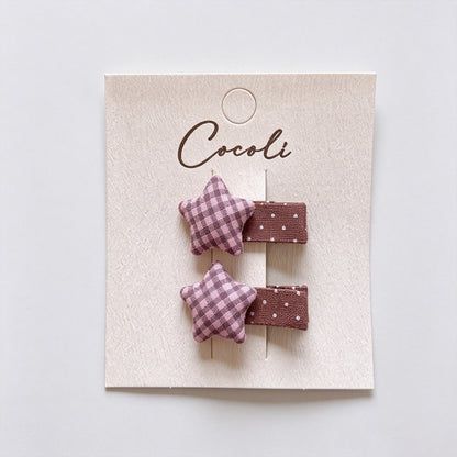 Plaid Star Fabric Hair Clips