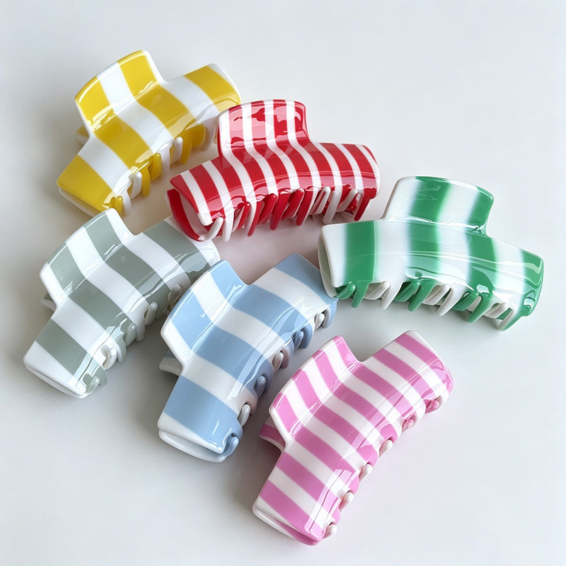 Striped Acetate Hair Claw Clip