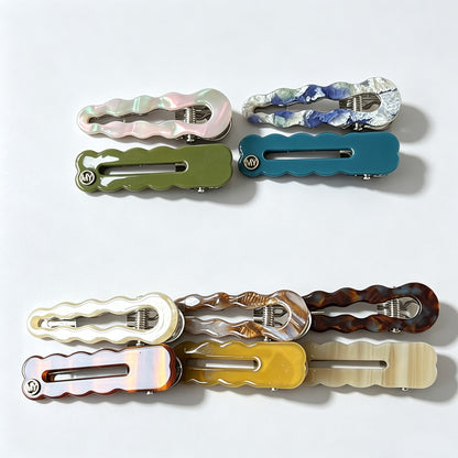 Wavy Edge Alligator Hair Clip 2‑Piece Set