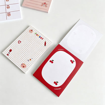 Bear & Cherry Print Non‑Sticky Notes