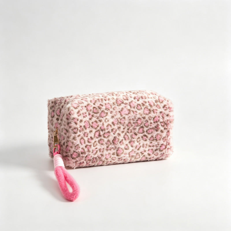 Leopard Fleece Cosmetic Pouch