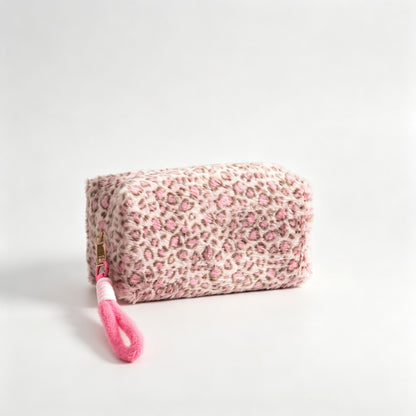 Leopard Fleece Cosmetic Pouch