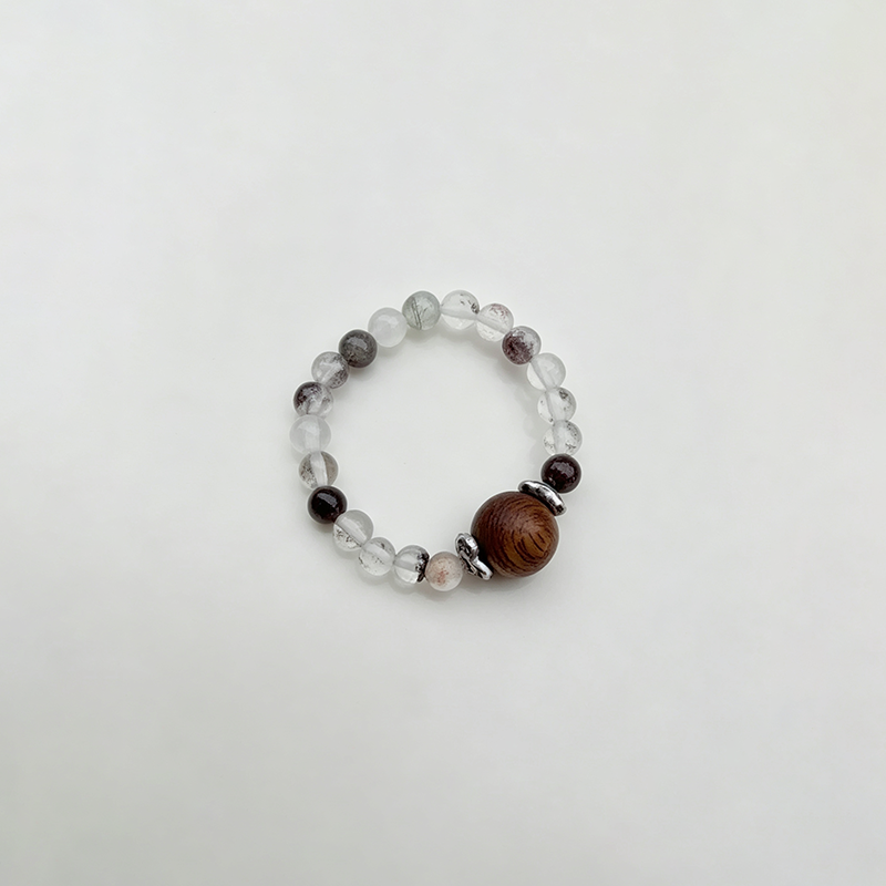 Wooden Clear Stretch Beaded Ring