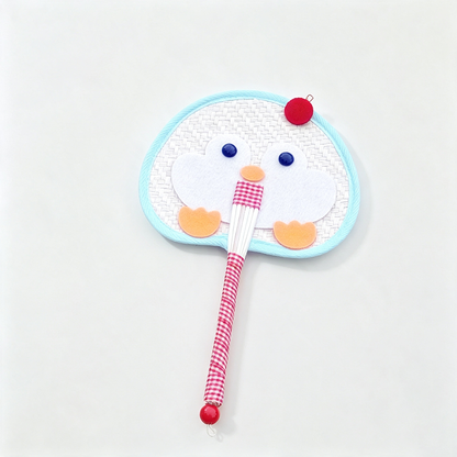 Penguin Shape Woven Straw Hand Fan