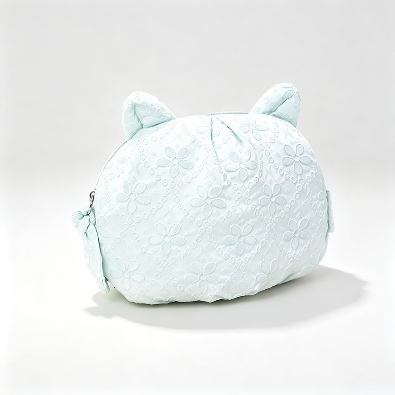 Textured Cat Cosmetic Pouch