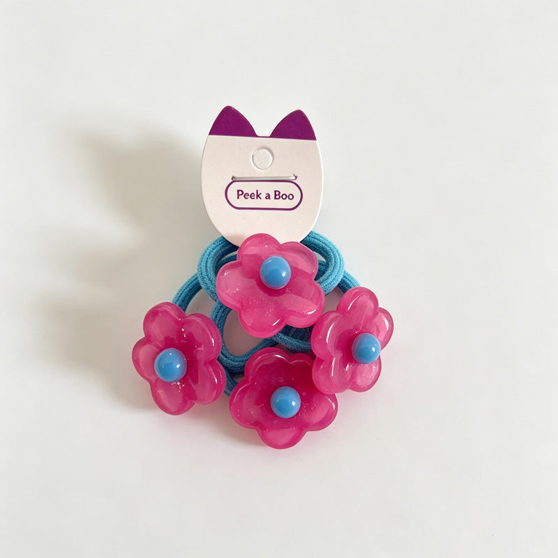 Matte Floral Accent Elastic Hair Ties