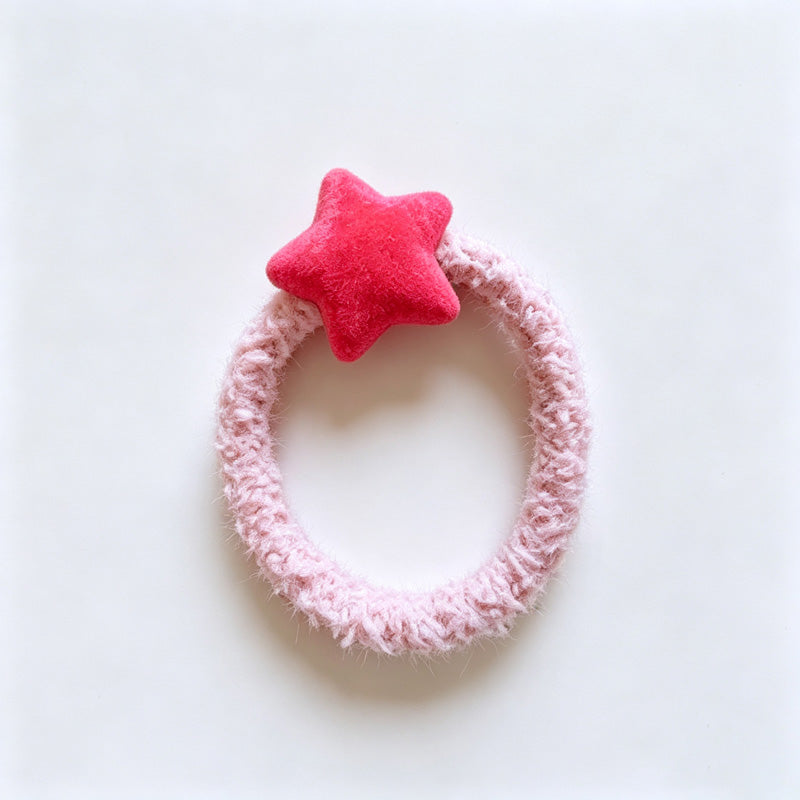 Fuzzy Star Elastic Hair Ties