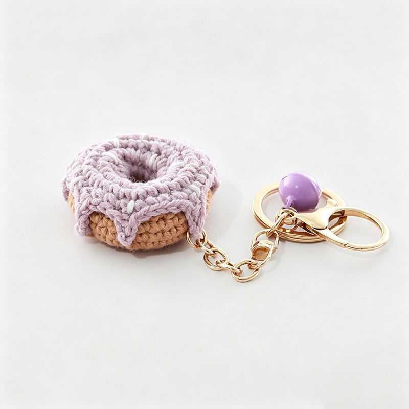 Crochet Donut Bag Charm Keychain