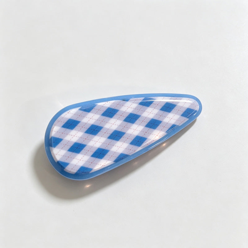Argyle Print Fan Shape Hair Claw