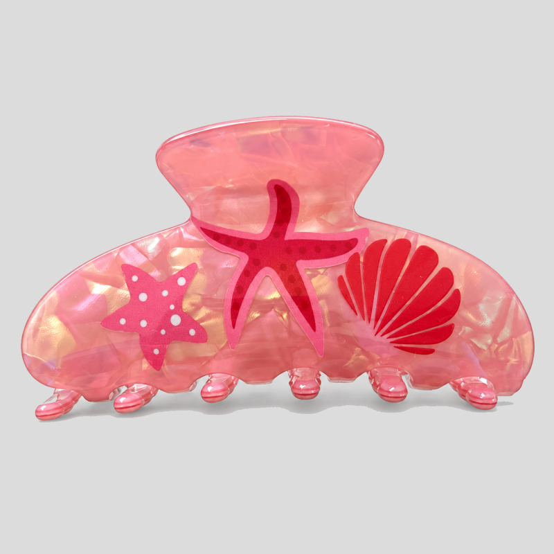 Starfish Shell Print Claw Clip