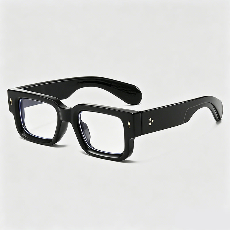 Thick Rectangle Vintage Rivet Decor Glasses