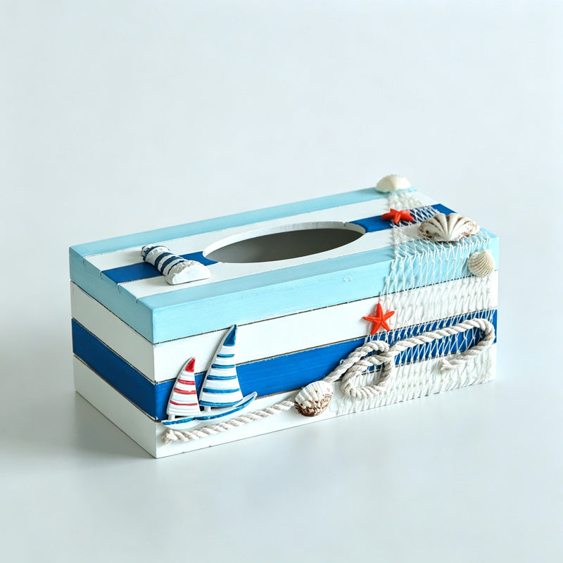 Ocean Themed Wooden Tissue Box