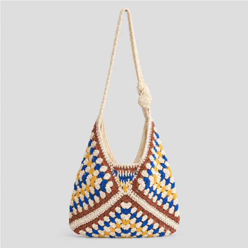 Striped Crochet Shoulder Bag