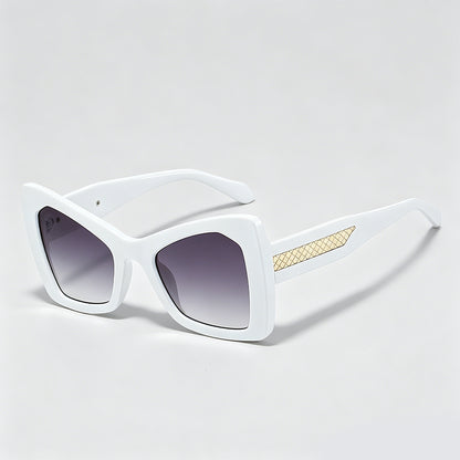 Gold Mesh Decor Cat Eye Oversized Sunglasses