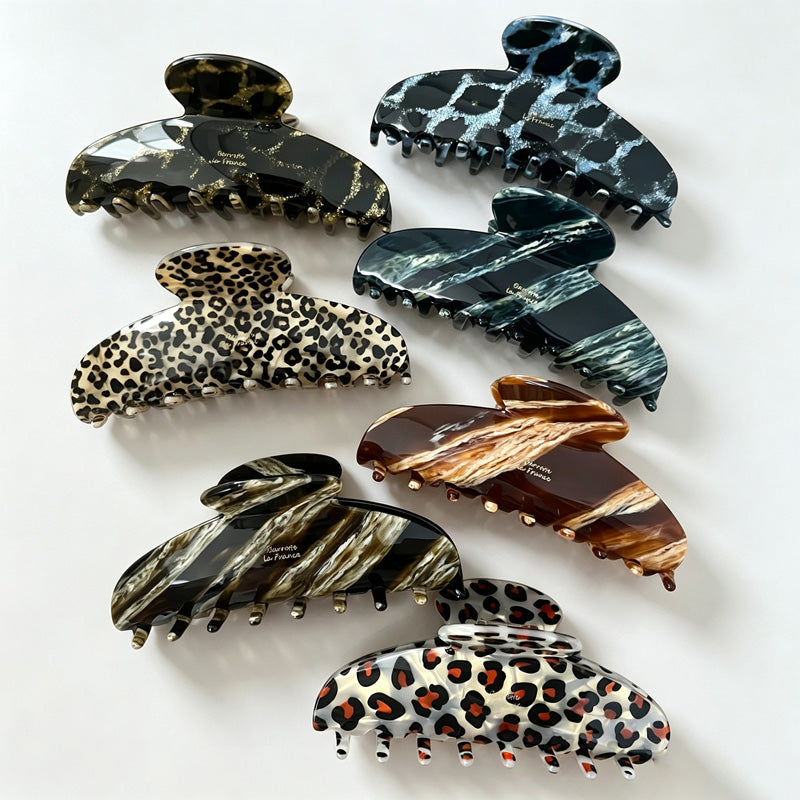 Leopard Marble Acetate Hair Claw