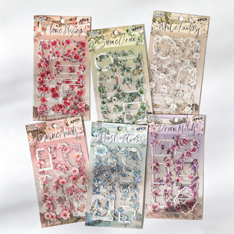 PET Floral Frame Stickers
