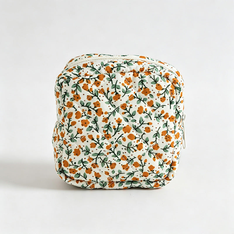Floral Quilted Square Storage Pouch