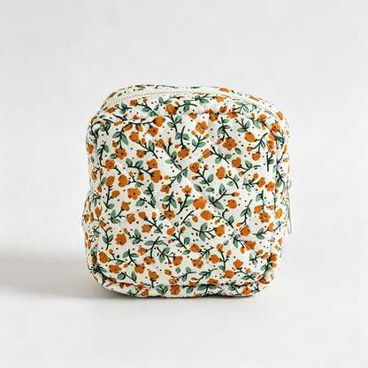Floral Quilted Square Storage Pouch
