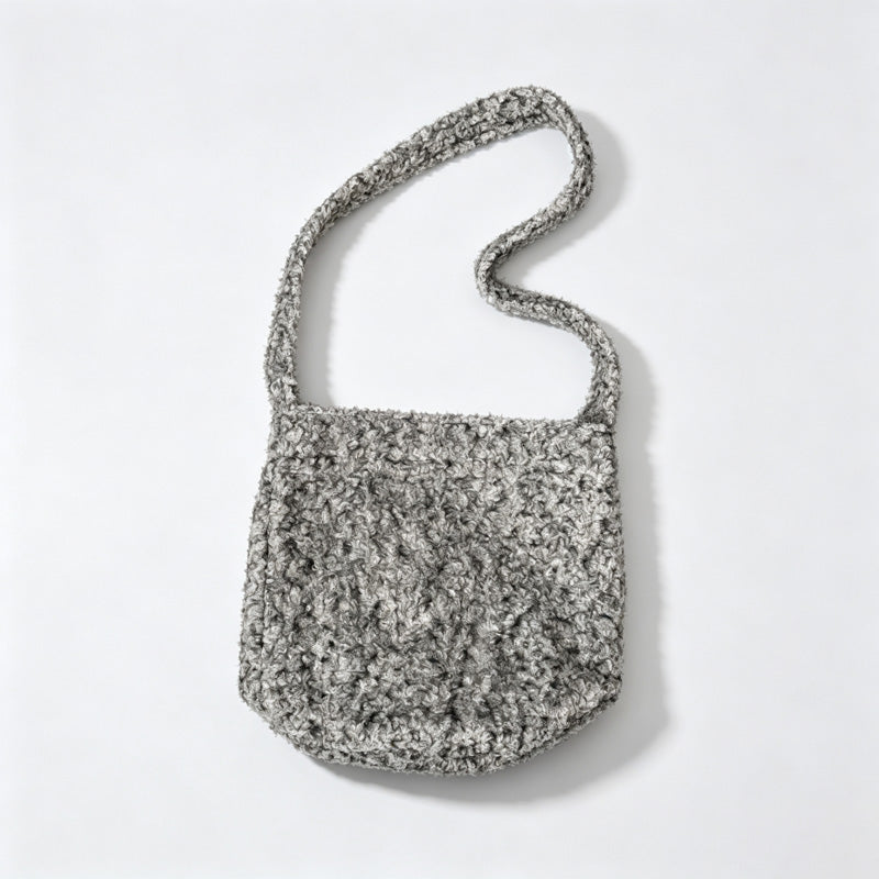 Fuzzy Solid Color Bucket Handle Bag