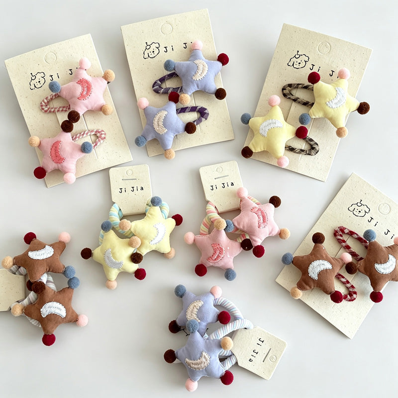 3D Fluzzy Star Hair Ties Set
