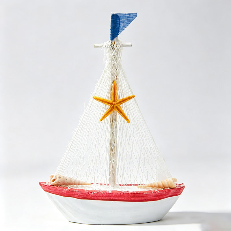 Wood Sailboat Model Desk Ornament