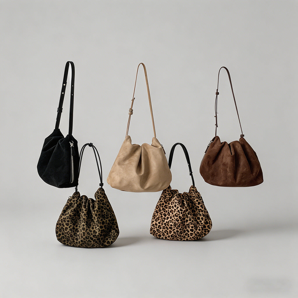 Faux Suede Ruched Hobo Shoulde - Shopdayla Wholesale - #8498