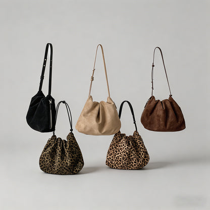 Faux Suede Ruched Hobo Shoulde - Shopdayla Wholesale - #8498
