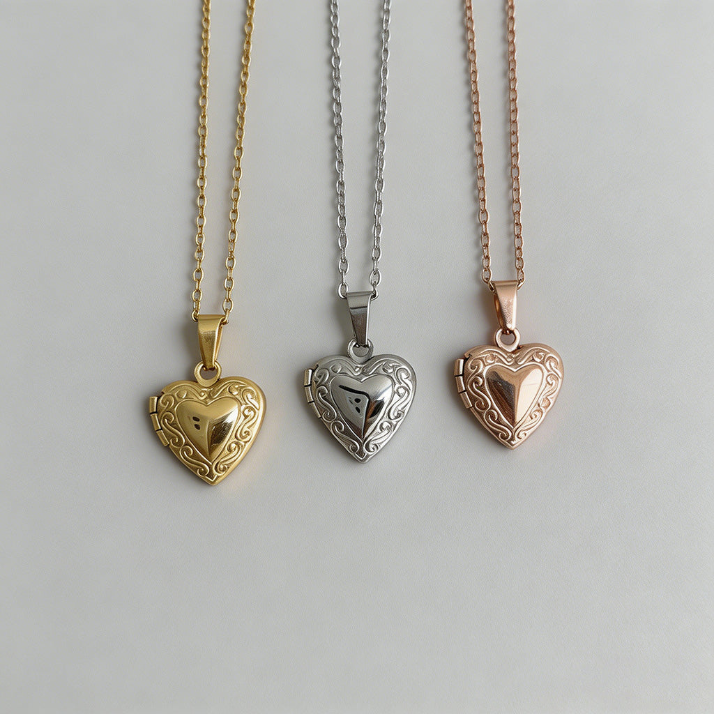 Engraved Heart Locket Necklace - Shopdayla Wholesale - #7010