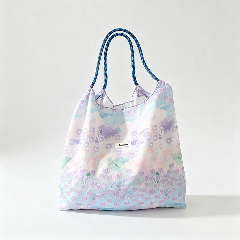 Flower Print Reusable Tote Bag