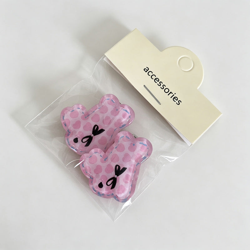 Bunny Shape Resin Hair Clips, 2 Pieces