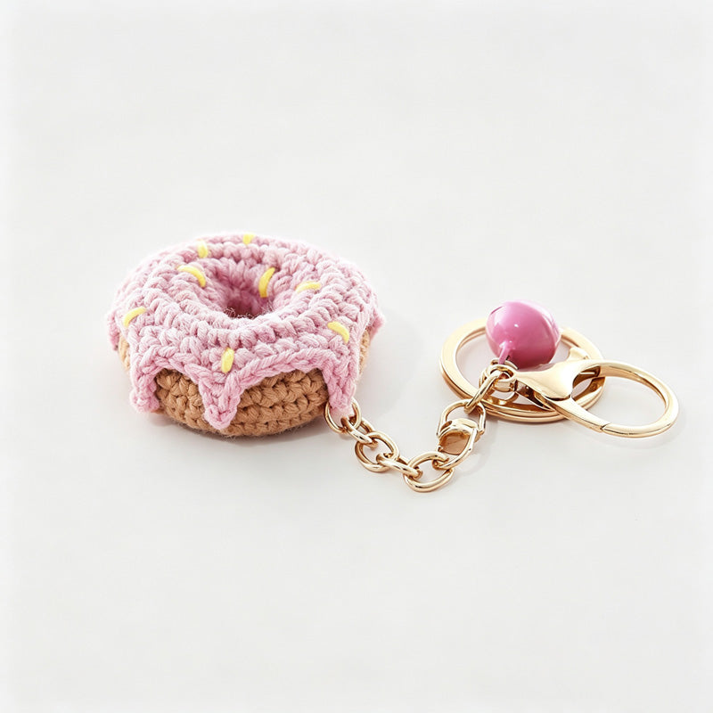 Crochet Donut Bag Charm Keychain
