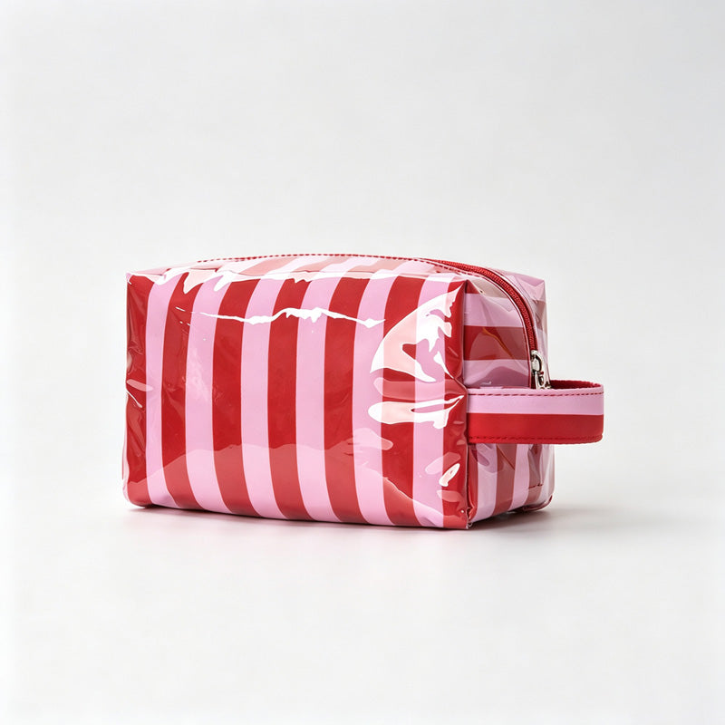 Striped Print PVC Zipper Pouch
