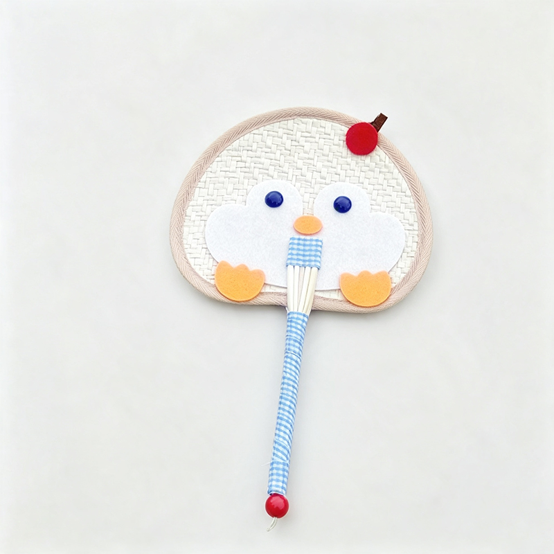 Penguin Shape Woven Straw Hand Fan