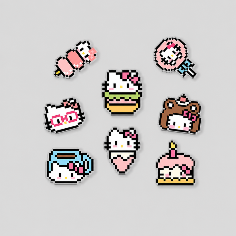 Pixel Cat Printed Acrylic Fridge Magnet