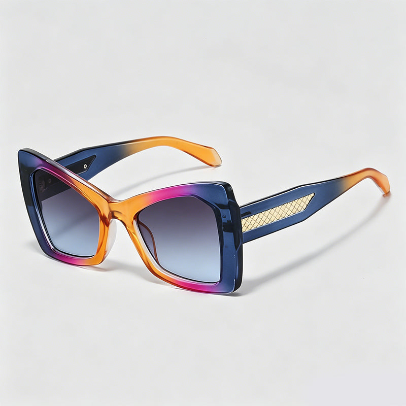 Gold Mesh Decor Cat Eye Oversized Sunglasses