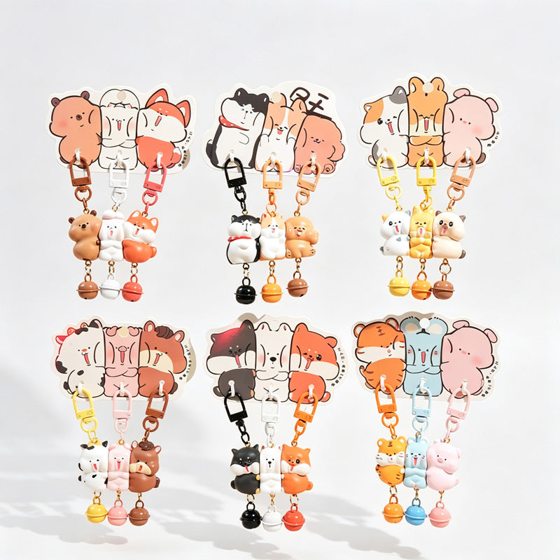 Magnetic 3‑Piece Animal Resin Keychain Set