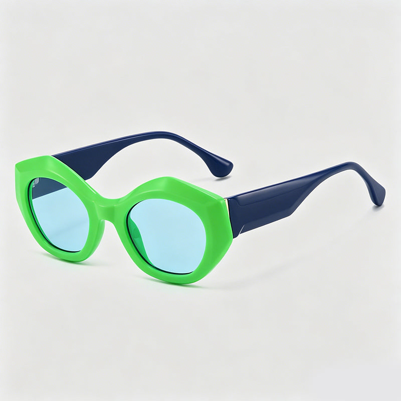 Irregular Polygon Tortoiseshell Frame Trendy Cat Eye Sunglasses